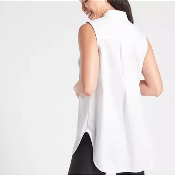 Athleta Uptown Shell White Sleeveless Commute Tank Top Zip Front 

Size L - Picture 2 of 9